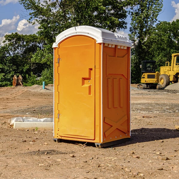 how often are the porta potties cleaned and serviced during a rental period in Hubert